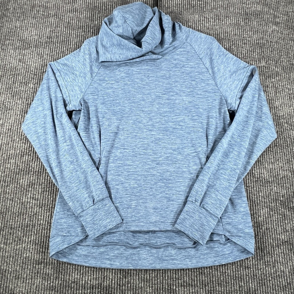 Asics Hoodie Shirt Womens Large Blue Long Sleeve Active Lightweight